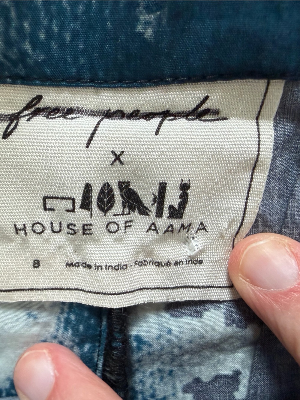FREE PEOPLE X HOUSE OF AAMA Indigo Nights Super Wide Leg Pants Size 8 VGUC - Picture 5 of 6